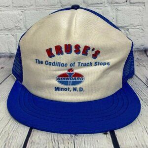 Trucker Hat Vintage Mesh Made in USA Kruse's STANDARD OIL Truck Stop Minot N.D.
